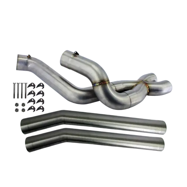 ProFabications Tailpipe Kit Super Late Model 2025 X-Pipe System, 3.50" SS (2 Pipes, No Mufflers) - Image 1